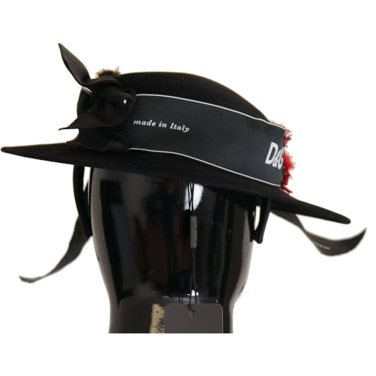 Dolce & GabbanaElegant Wide Brim Black HatMcRichard Designer Brands£359.00