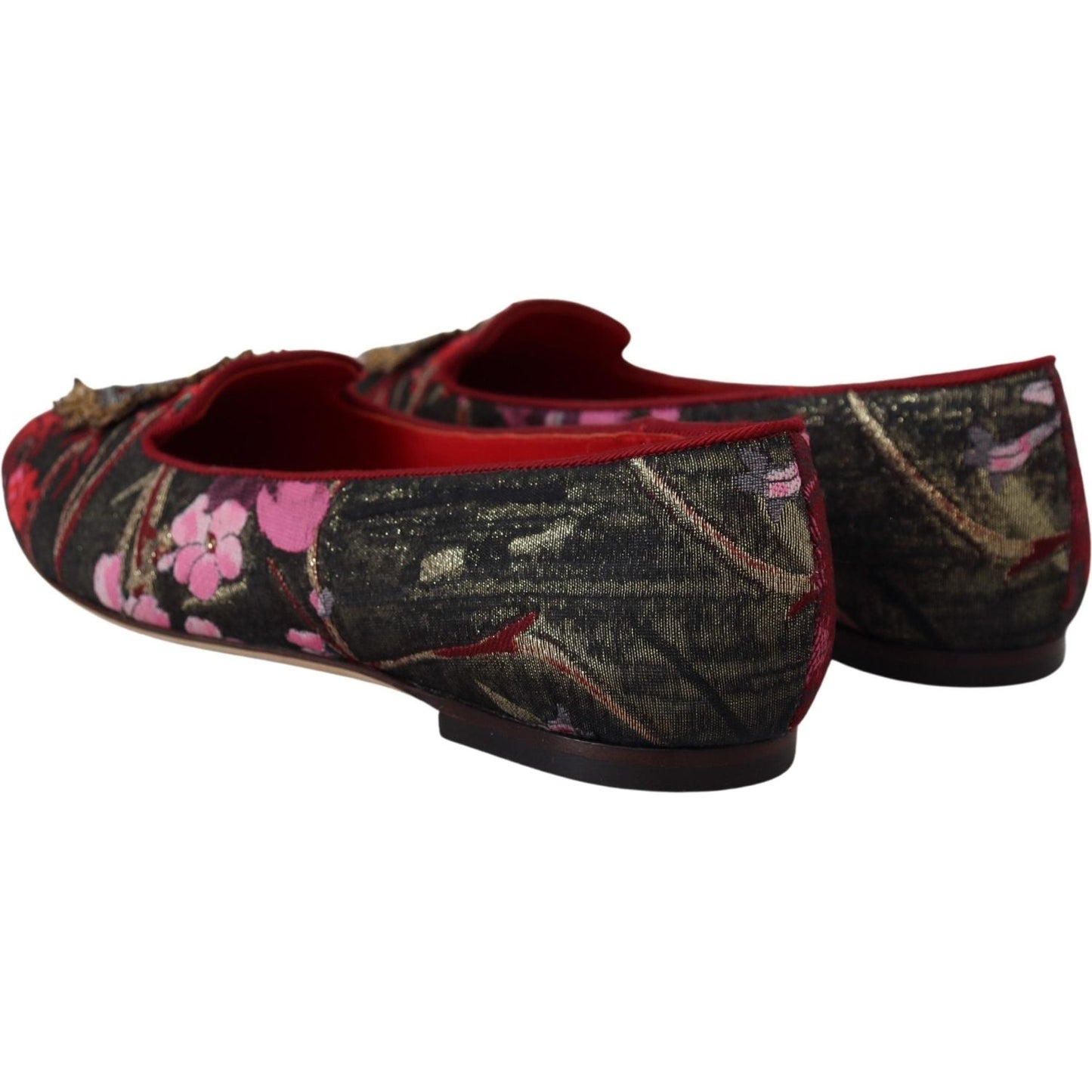 Dolce & Gabbana Multicolor Leather and Fabric Flats with Sacred Heart Patch multicolor-jacquard-sacred-heart-patch-slip-on-shoes