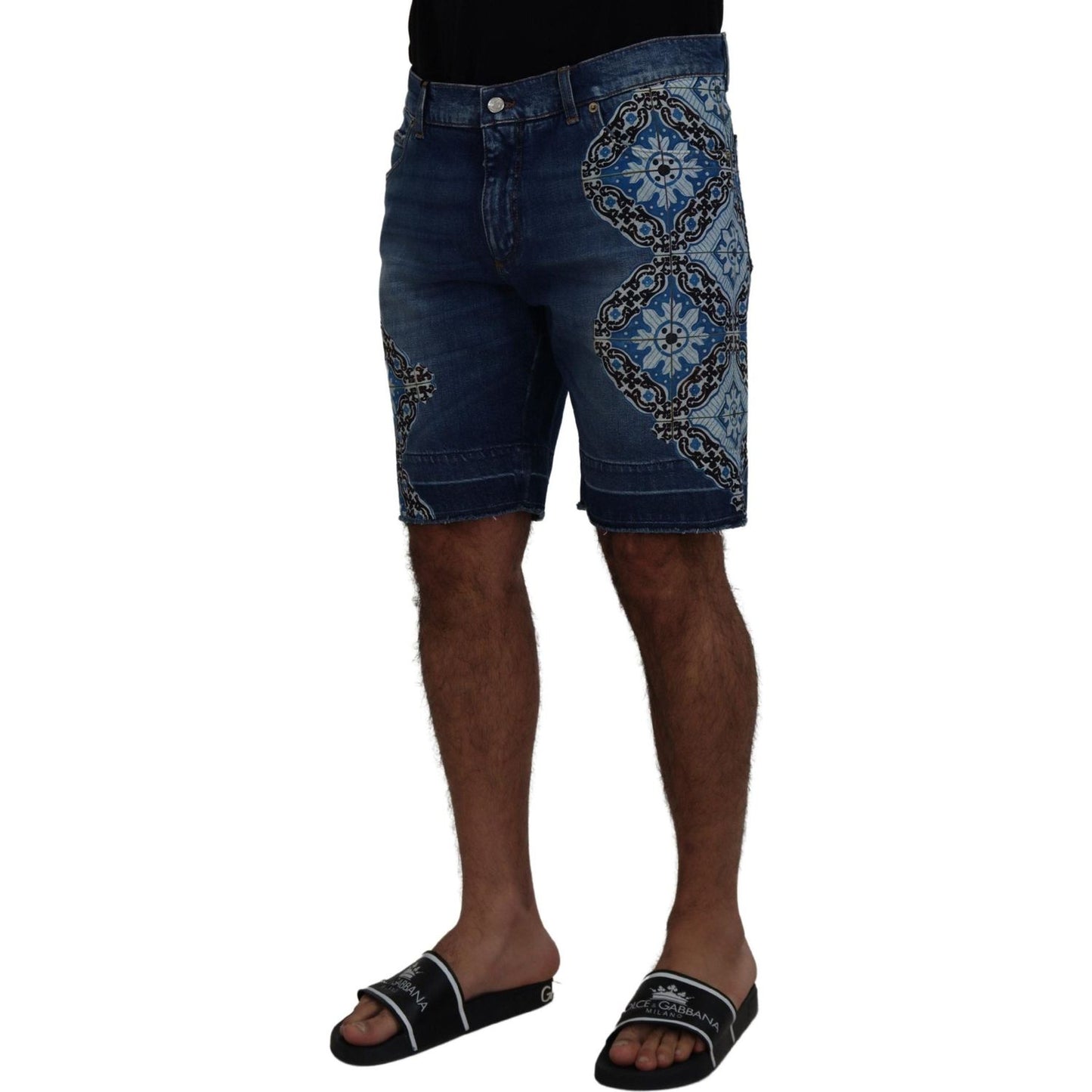 Dolce & Gabbana Elegant Slim Fit Denim Shorts Shorts blue-denim-cotton-stretch-majolica-shorts