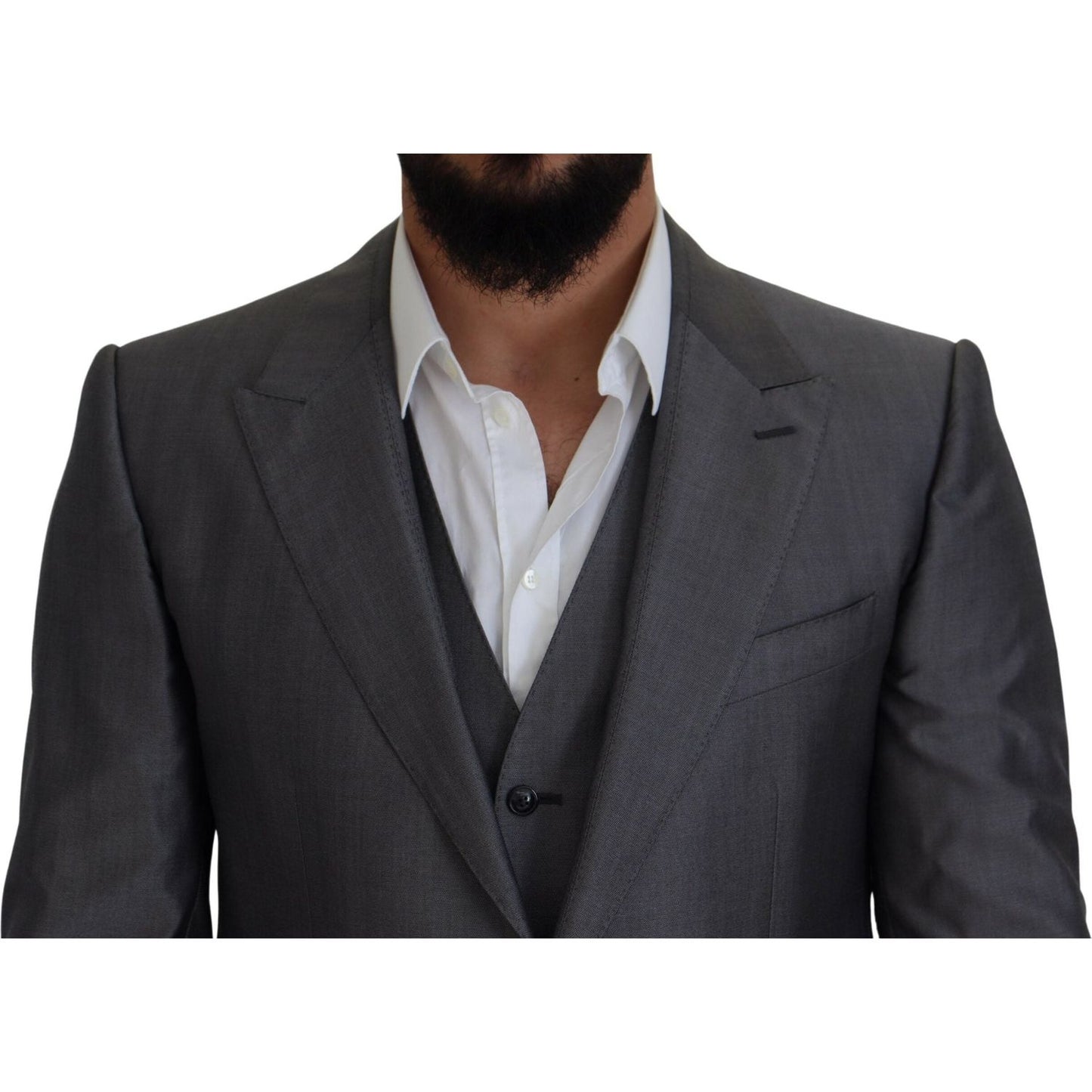 Dolce & Gabbana Elegant Gray Silver Sicilia Suit Ensemble gray-sicilia-3-piece-slim-fit-suit