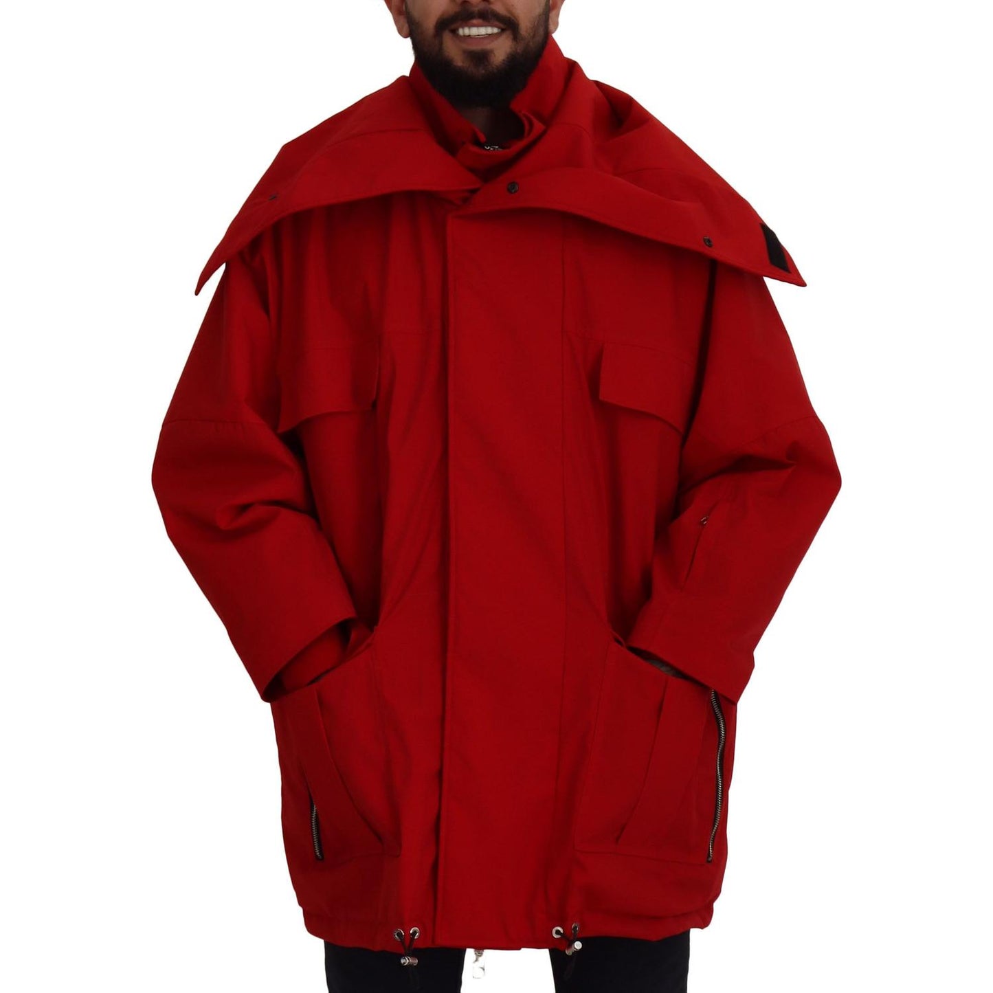 Dolce & Gabbana Sleek Red Lightweight Windbreaker Jacket red-polyester-full-zip-windbreaker-jacket
