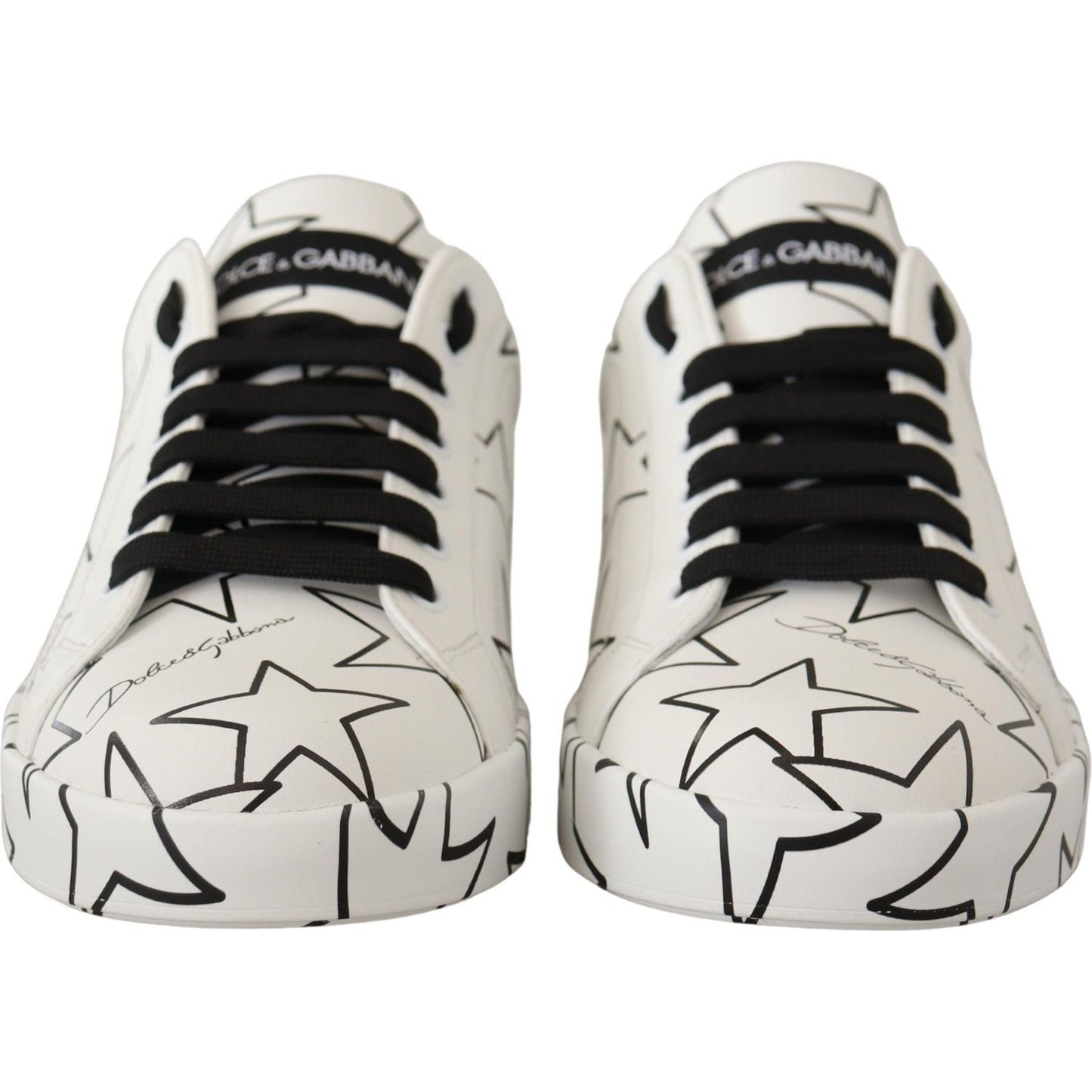 Dolce & Gabbana Elegant Star-Patterned Low-Top Sneakers white-leather-stars-low-top-sneakers-shoes