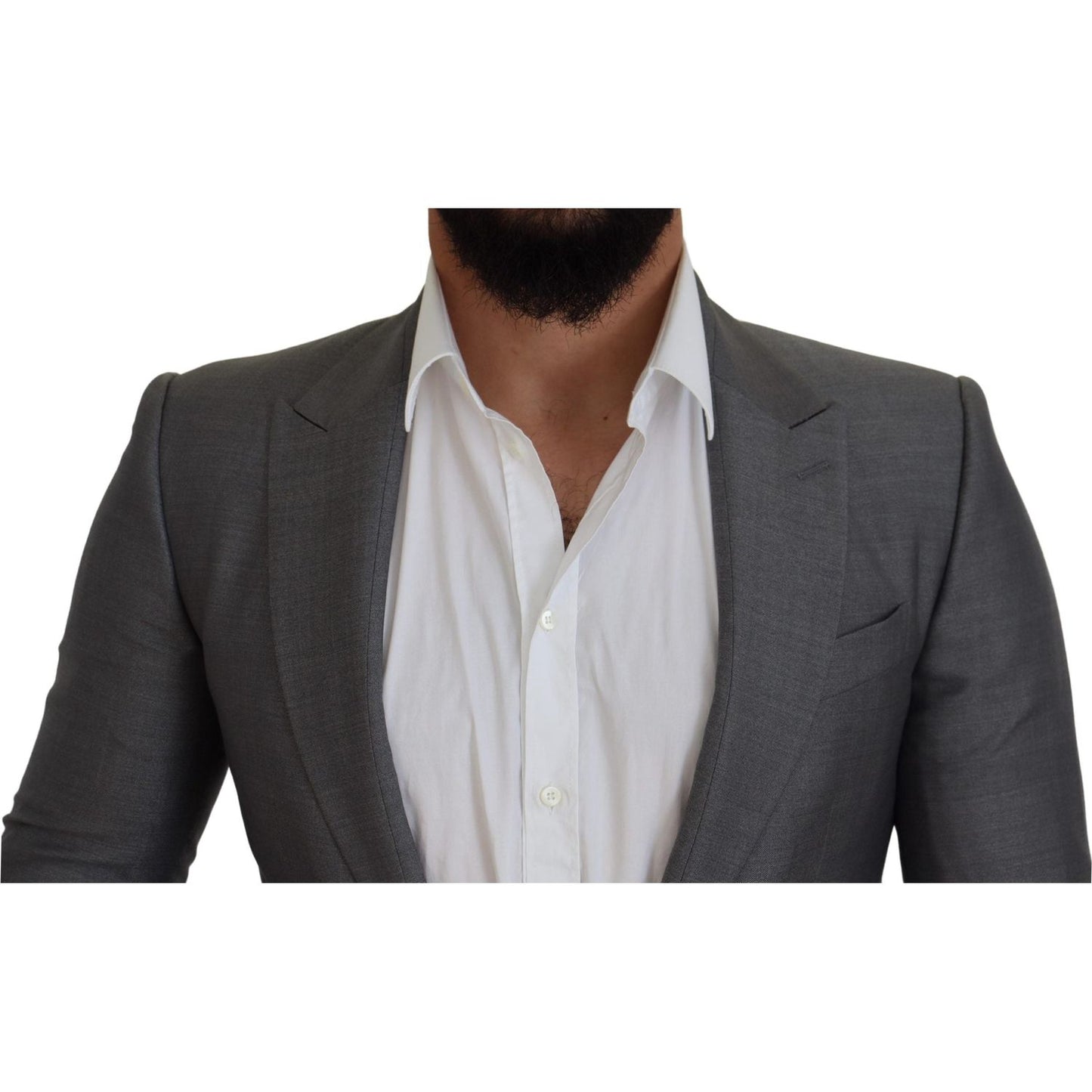Dolce & Gabbana Elegant Light Gray Sicilia Blazer Jacket gray-wool-silk-slim-fit-jacket-blazer