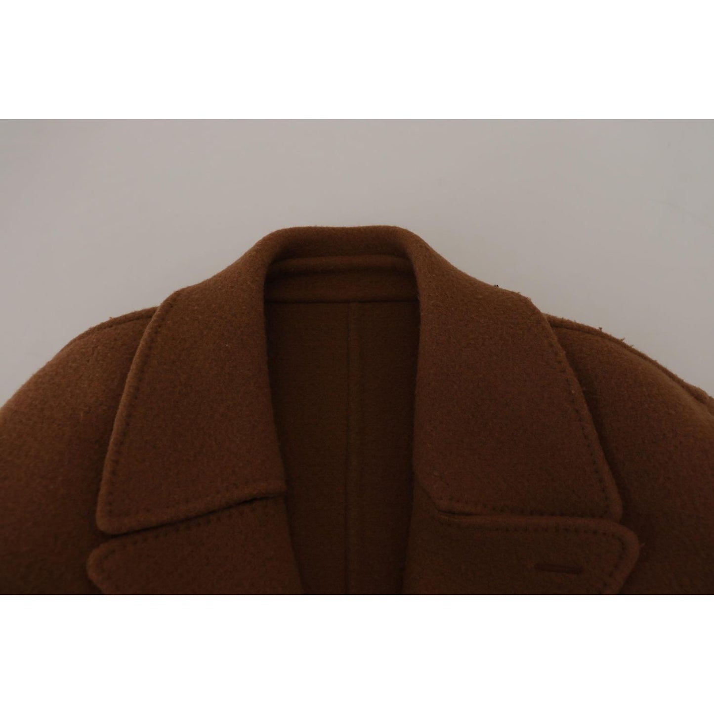 Dolce & Gabbana Elegant Double Breasted Brown Jacket brown-nylon-double-breasted-coat-jacket