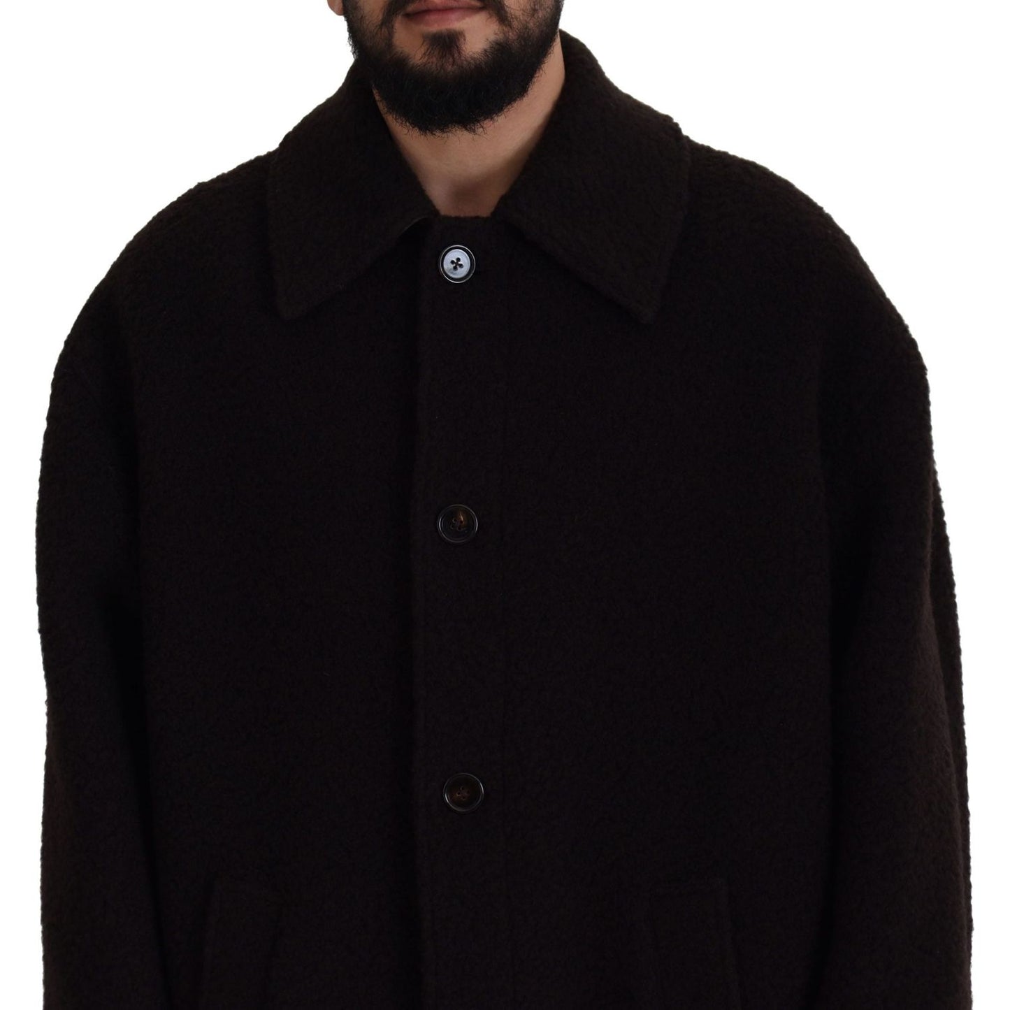 Dolce & Gabbana Elegant Black Alpaca Wool Blend Jacket black-alpaca-button-down-trench-coat-jacket