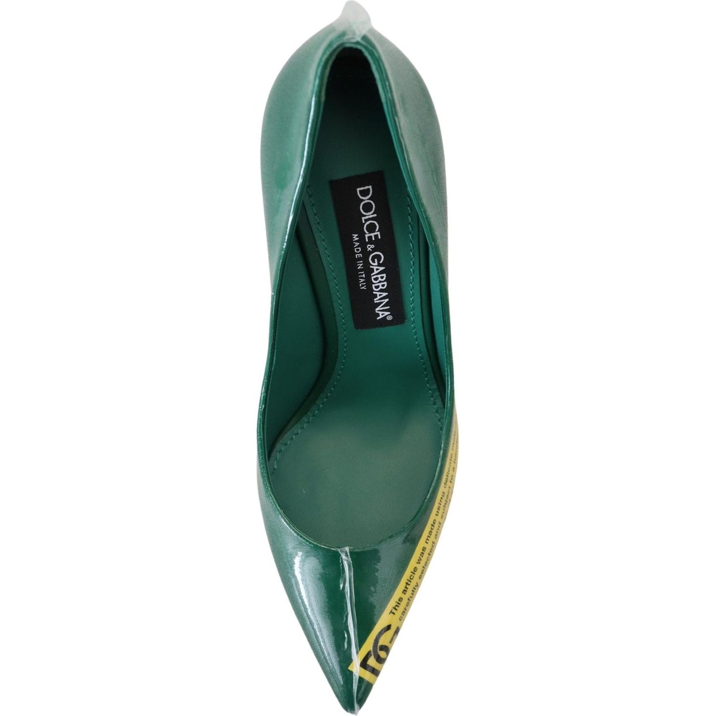 Dolce & Gabbana Emerald Elegance Leather Heels Pumps green-leather-heels-pumps-plastic-shoes