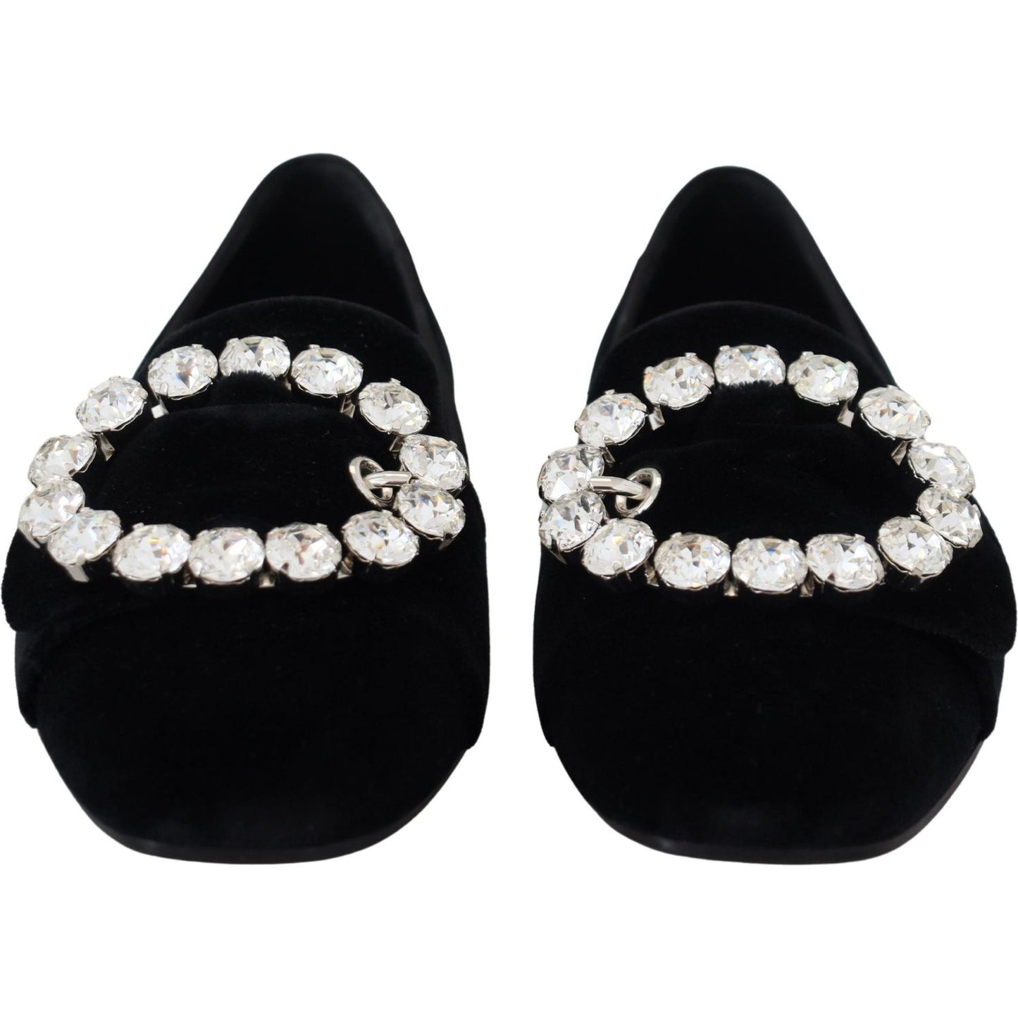 Dolce & Gabbana Chic Velvet Crystal-Embellished Loafers black-velvet-crystals-loafers-flats-shoes