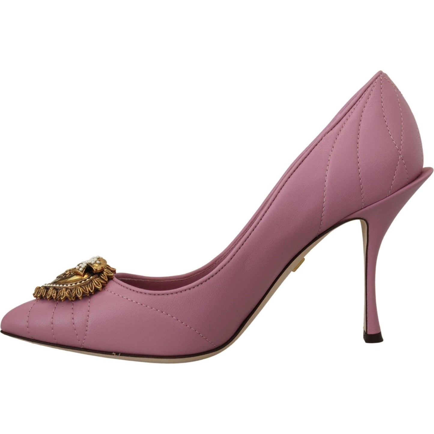 Dolce & Gabbana Devotion Leather Heels in Pink pink-leather-heart-devotion-heels-pumps-shoes