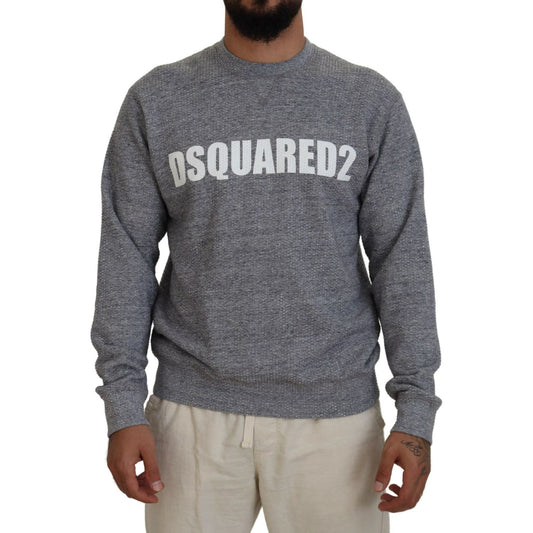 Dsquared² Gray Crystal Embellishment Men Pullover Sweater gray-crystal-embellishment-men-pullover-sweater