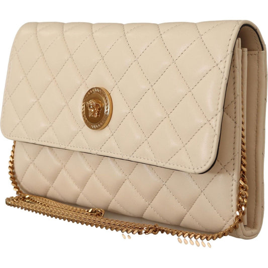 Versace | Elegant White Nappa Leather Evening Shoulder Bag| McRichard Designer Brands   