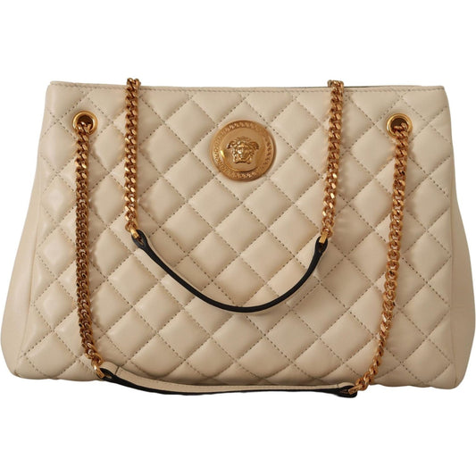 Versace Elegant Quilted Nappa Leather Tote white-nappa-leather-medusa-tote-bag
