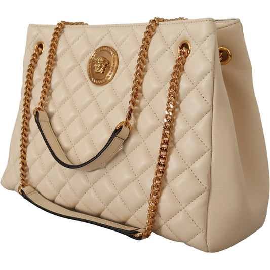 Versace Elegant Quilted Nappa Leather Tote white-nappa-leather-medusa-tote-bag