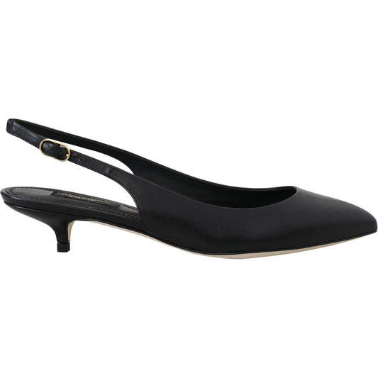Dolce & Gabbana Elegant Black Leather Slingback Pumps black-leather-slingbacks-heels-pumps-shoes-1