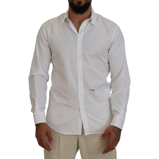 Dsquared² White Cotton Collared Long Sleeves Formal Shirt white-cotton-collared-long-sleeves-formal-shirt