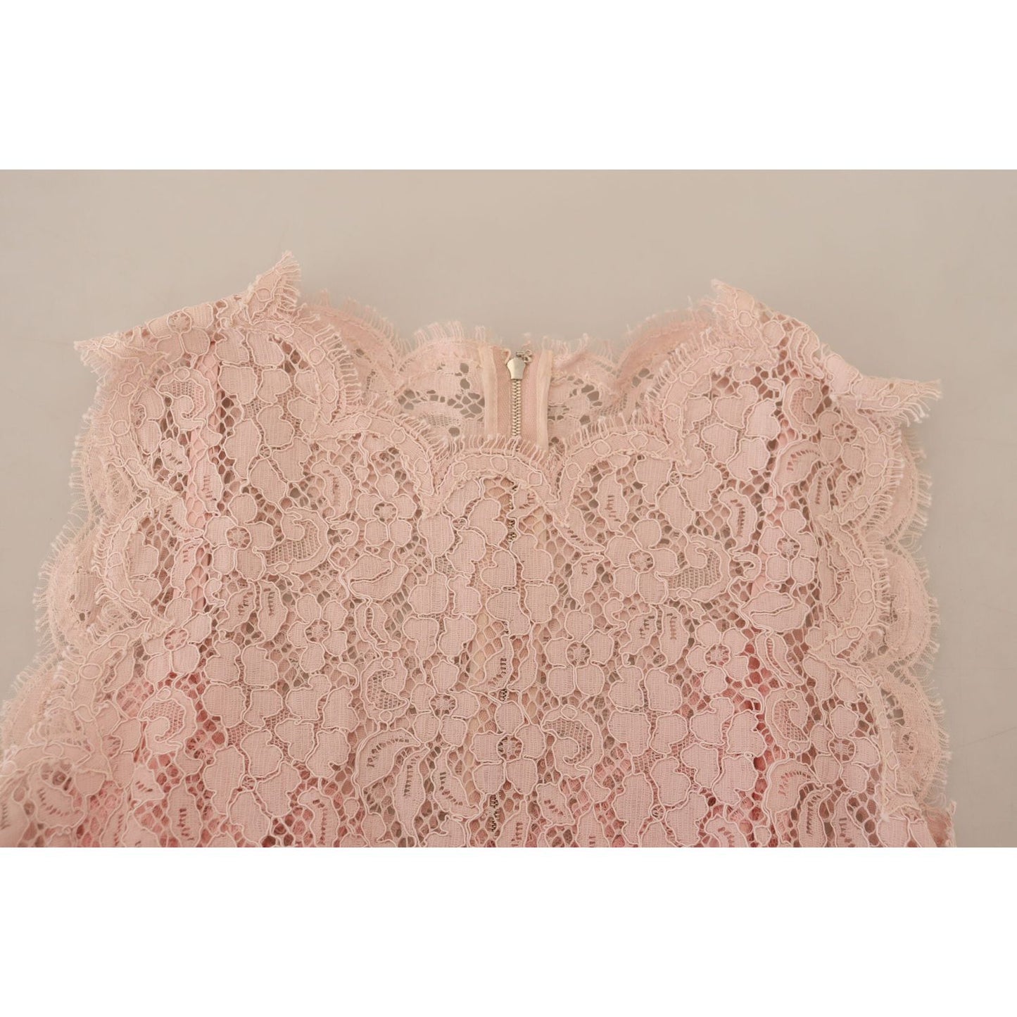 Dolce & Gabbana Elegant Sheer Lace Sleeveless Blouse in Pink pink-floral-lace-sleeveless-tank-blouse-top-1