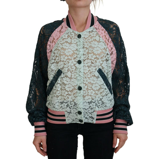 Dolce & Gabbana | Elegant Floral Lace Bomber Jacket| McRichard Designer Brands   