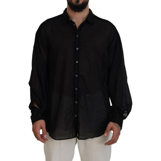 Dsquared² Black Cotton Collared Long Sleeves Formal Shirt black-cotton-collared-long-sleeves-formal-shirt