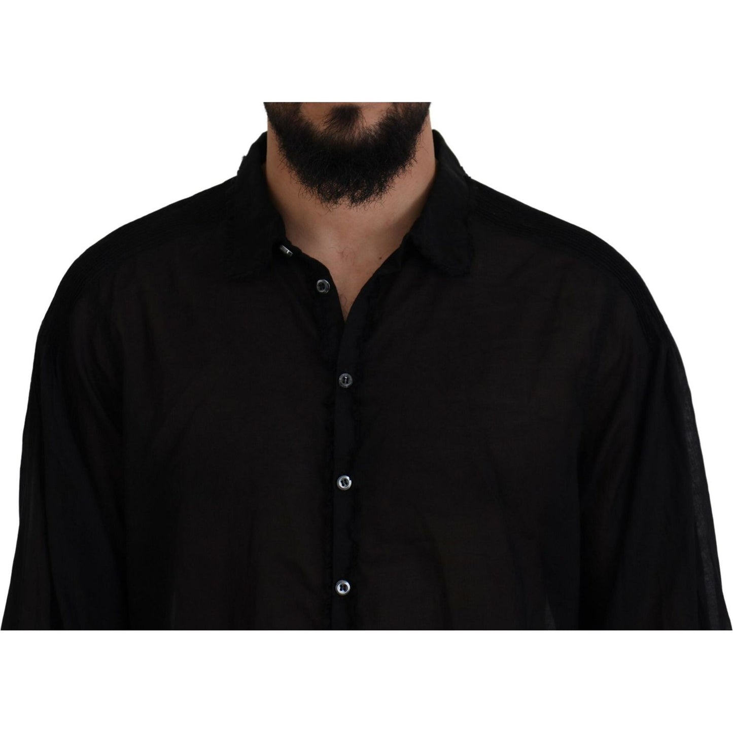 Dsquared² Black Cotton Collared Long Sleeves Formal Shirt black-cotton-collared-long-sleeves-formal-shirt