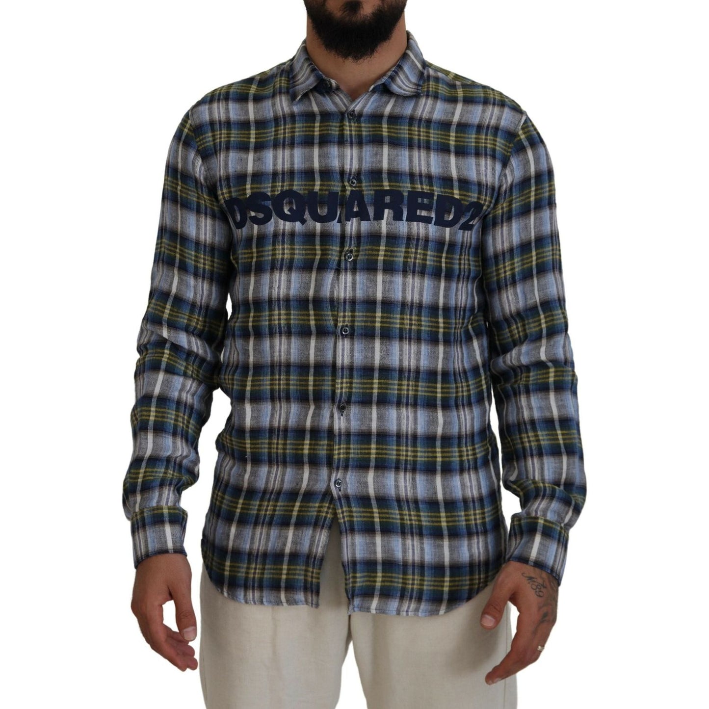 Dsquared² Multicolor Checkered Casual Men Long Sleeves Shirt multicolor-checkered-casual-men-long-sleeves-shirt