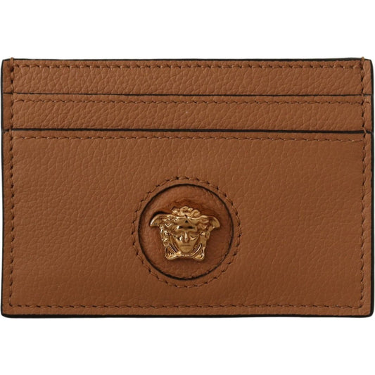 Versace Elegant Medusa Calf Leather Card Holder brown-calf-leather-card-holder-wallet