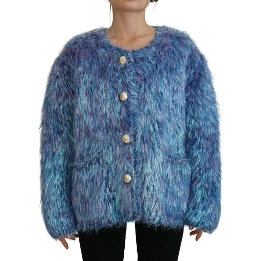 Dolce & Gabbana Elegant Multicolor Long Sleeve Jacket multicolor-polyester-fringes-coat-jacket