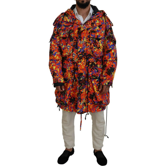 Dsquared² Multicolor Long Hooded Cargo Pocket Coat Jacket multicolor-long-hooded-cargo-pocket-coat-jacket