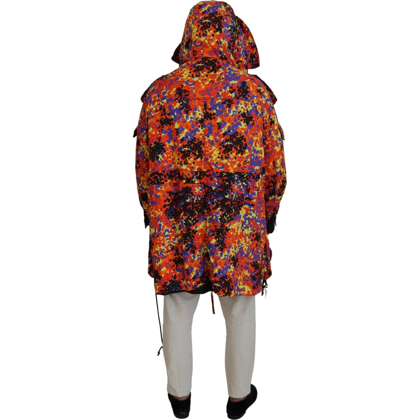 Dsquared² Multicolor Long Hooded Cargo Pocket Coat Jacket multicolor-long-hooded-cargo-pocket-coat-jacket