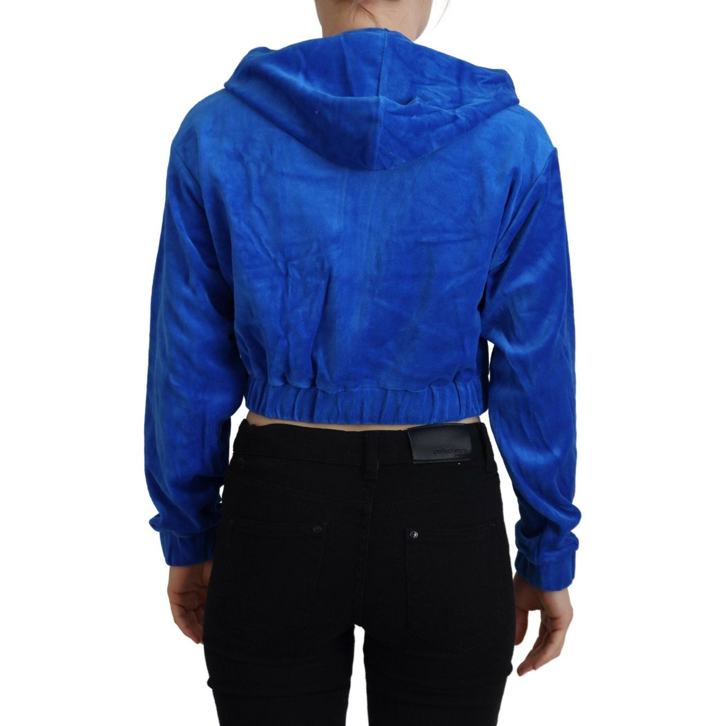 Juicy Couture | Glam Hooded Zip Cropped Sweater in Blue| McRichard Designer Brands   