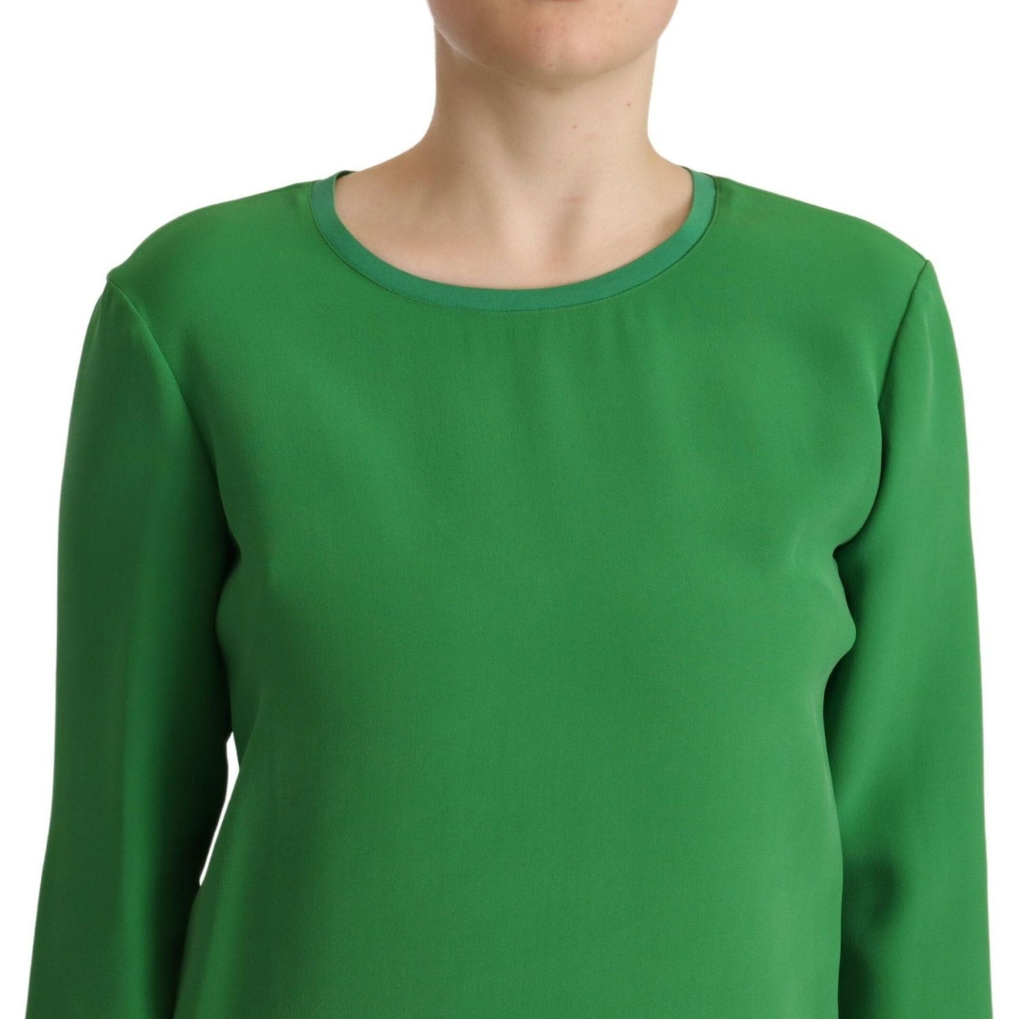 Armani Elegant Silk Long Sleeve Sweater in Lush Green green-silk-long-sleeves-round-neck-sweater