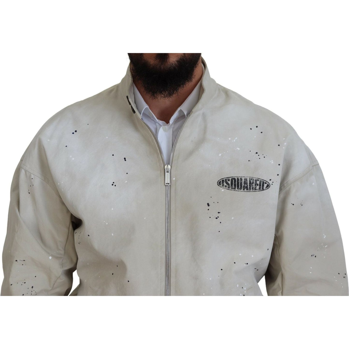 Dsquared² Beige Plaid Full Zipper Bomber Cotton Jacket beige-plaid-full-zipper-bomber-cotton-jacket