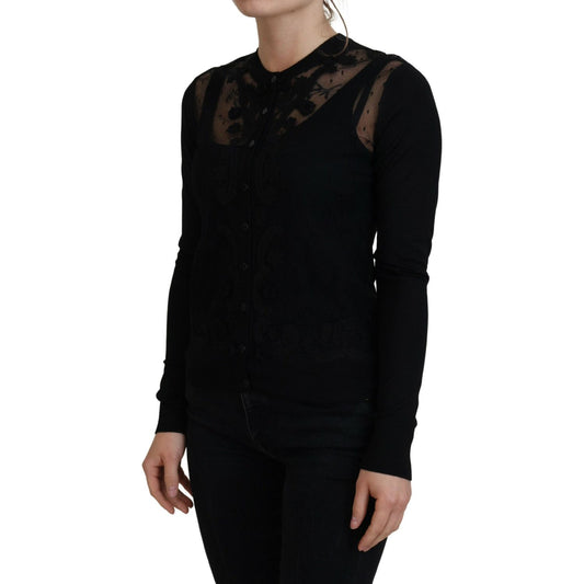 Dolce & GabbanaElegant Black Floral Lace Cardigan SweaterMcRichard Designer Brands£1189.00
