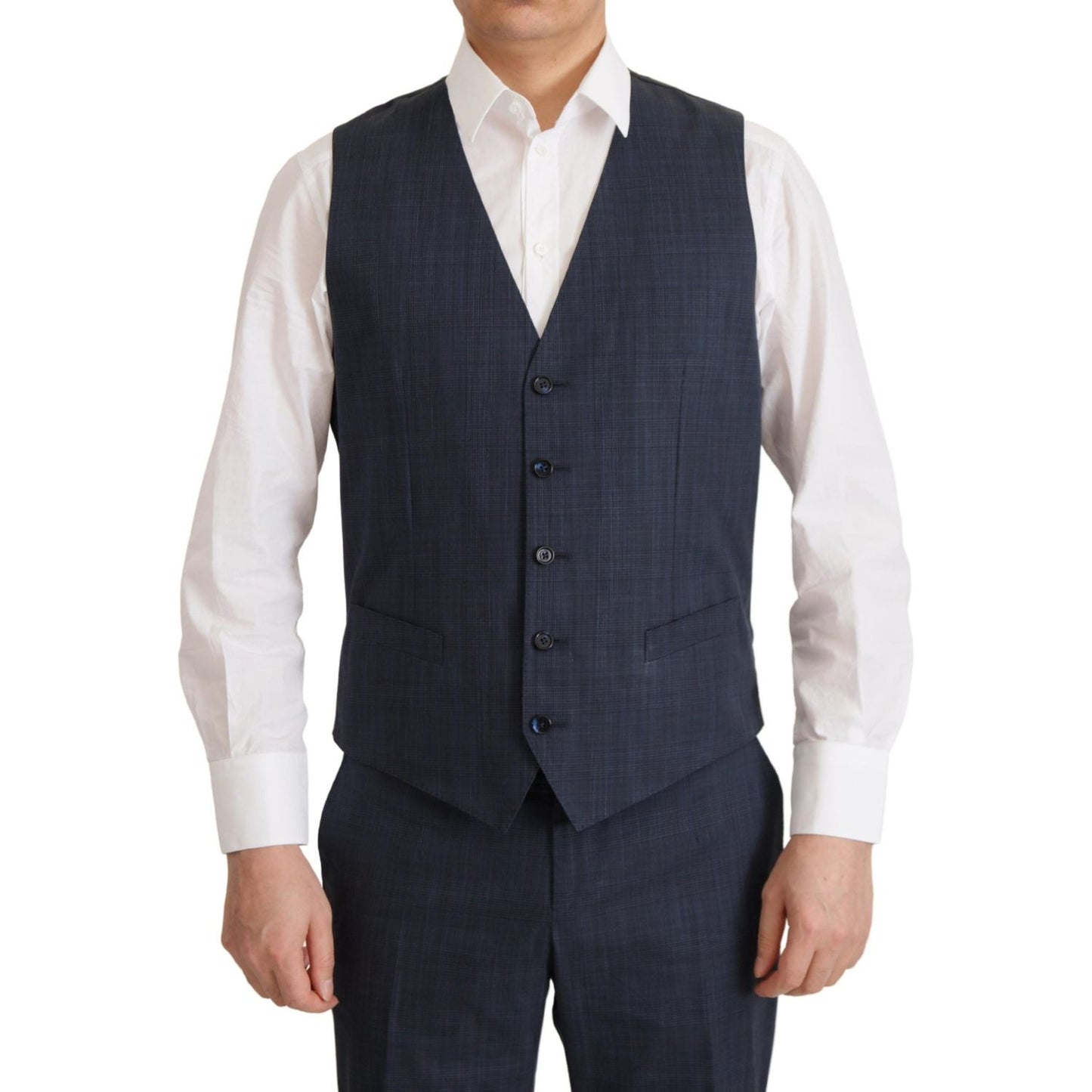 Dolce & Gabbana Elegant Dark Blue Cotton Three Piece Martini Suit Suit dark-blue-cotton-formal-3-piece-martini-suit