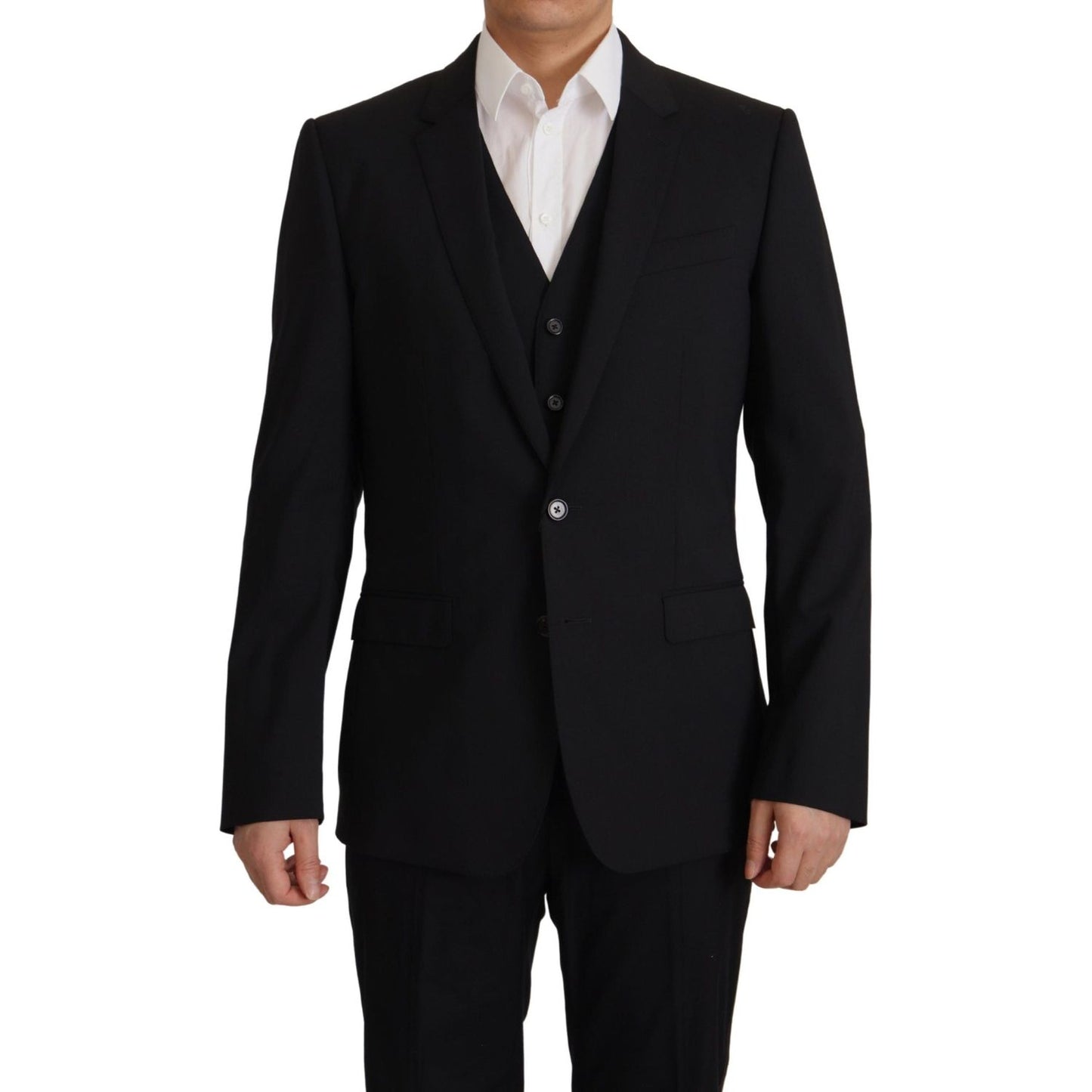 Dolce & Gabbana Elegant Black Martini Blazer and Vest Ensemble black-jacket-vest-2-piece-martini-blazer