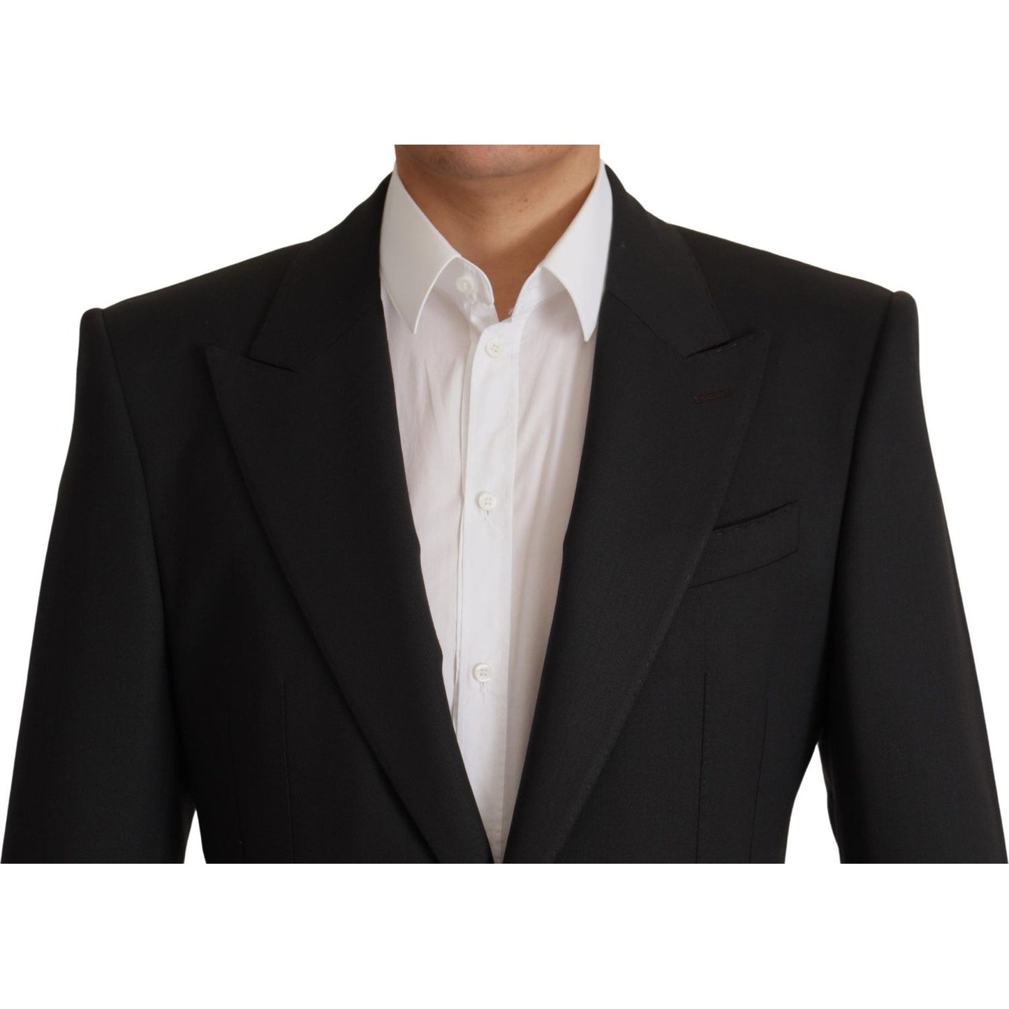 Dolce & Gabbana Elegant Slim Black Wool Blazer Jacket black-wool-single-breasted-blazer-v