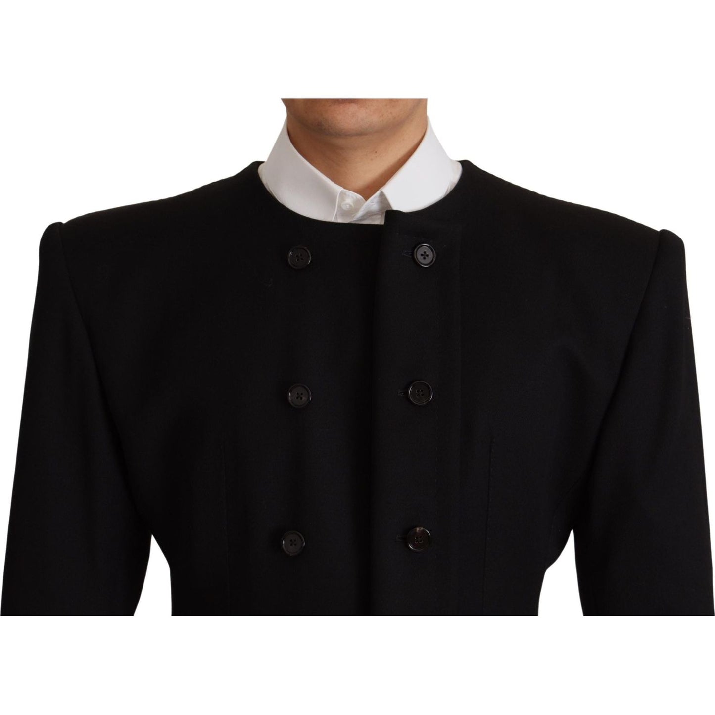 Dolce & Gabbana Elegant Slim Fit Double Breasted Wool Blazer black-wool-double-breasted-blazer-jacket