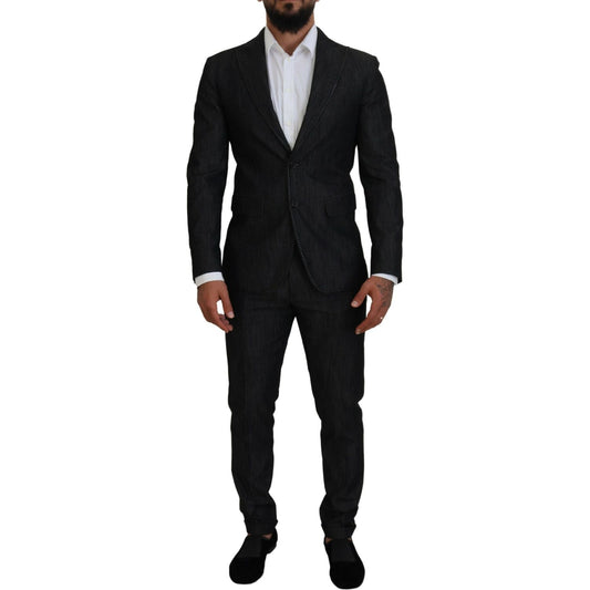 Dsquared² Black Cotton Single Breasted 2 Piece MIAMI Suit black-cotton-single-breasted-2-piece-miami-suit