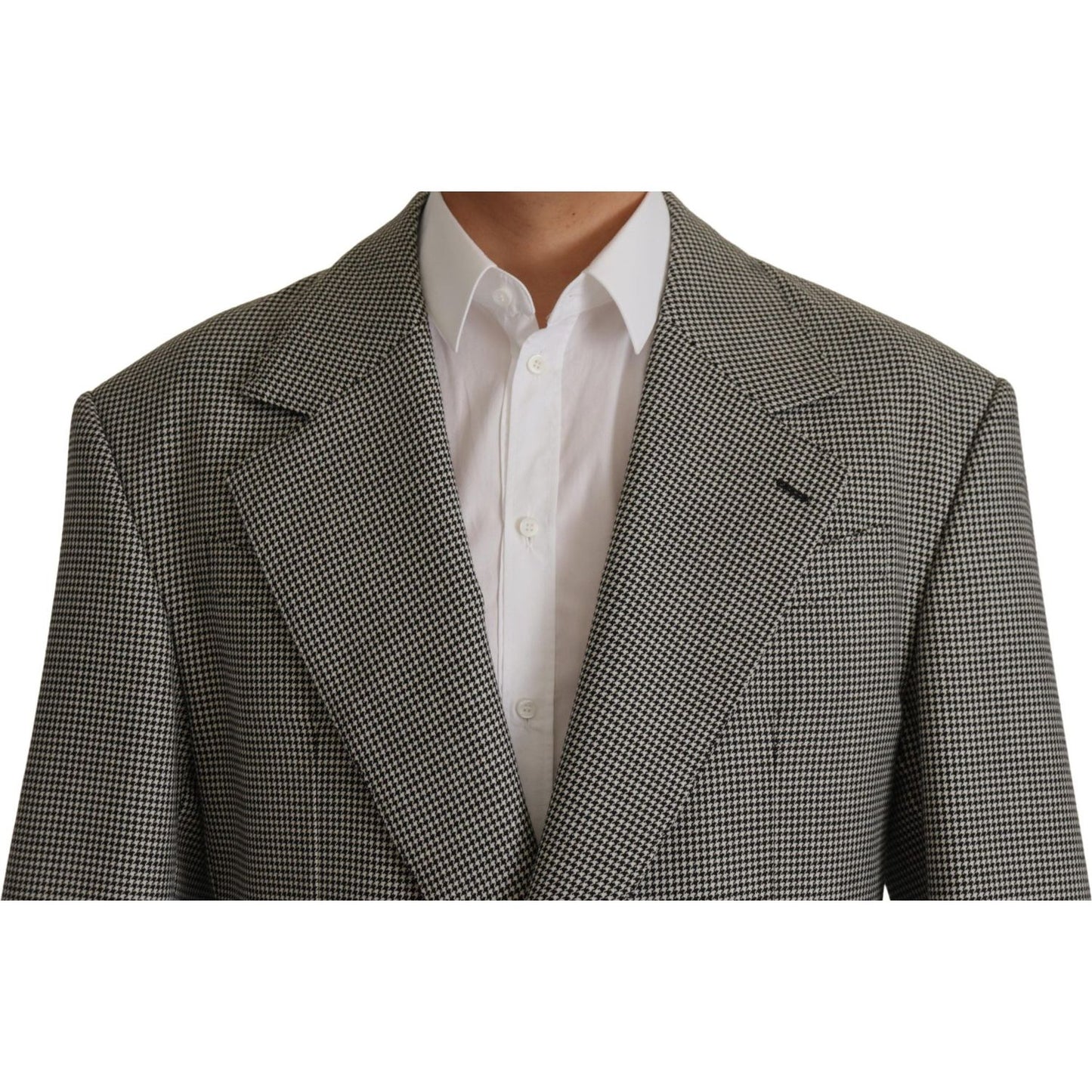 Dolce & Gabbana Elegant Gray Checkered Wool Blazer gray-checkered-single-breasted-jacket-blazer