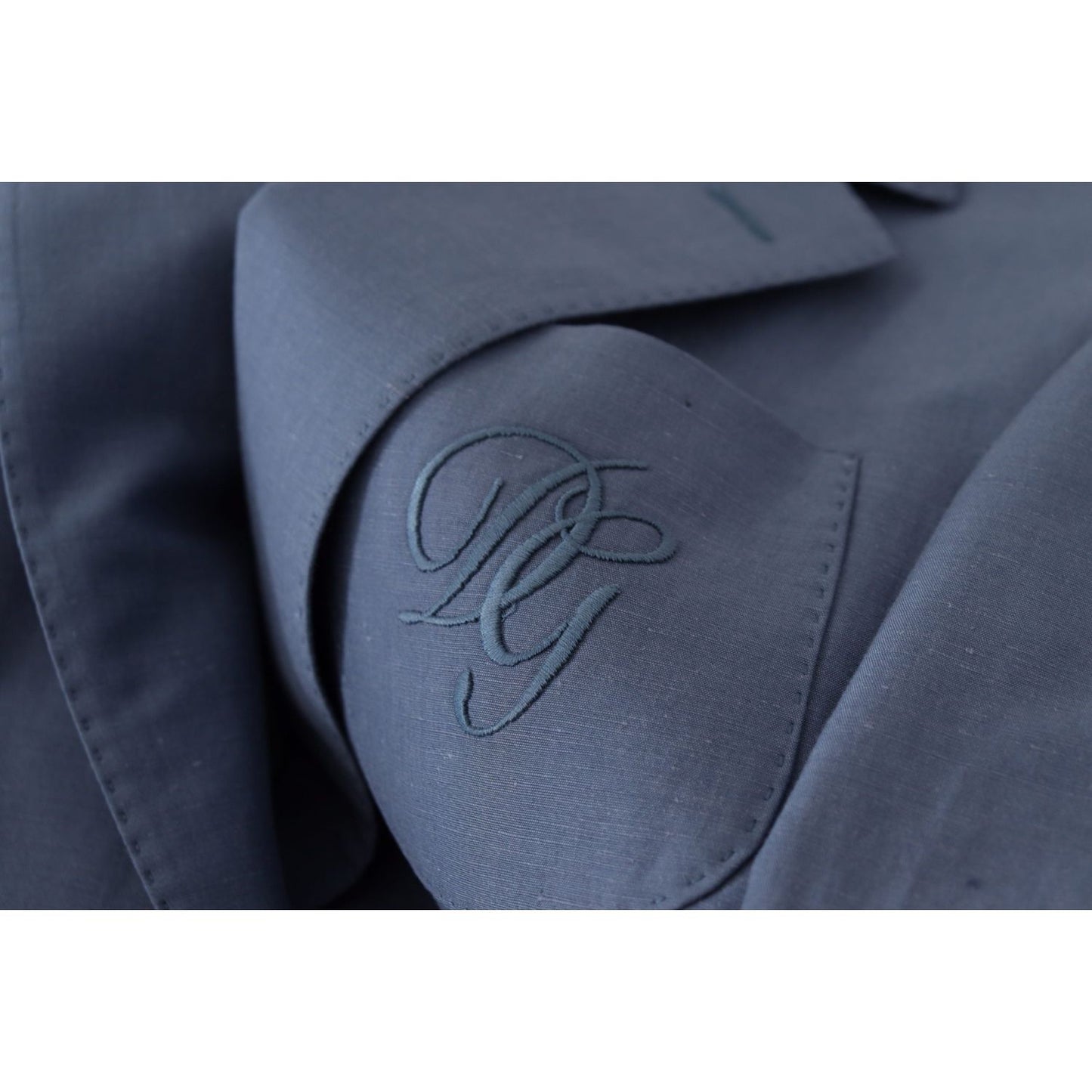 Dolce & Gabbana Elegant Single Breasted Linen Jacket blue-single-breasted-logo-blazer-jacket