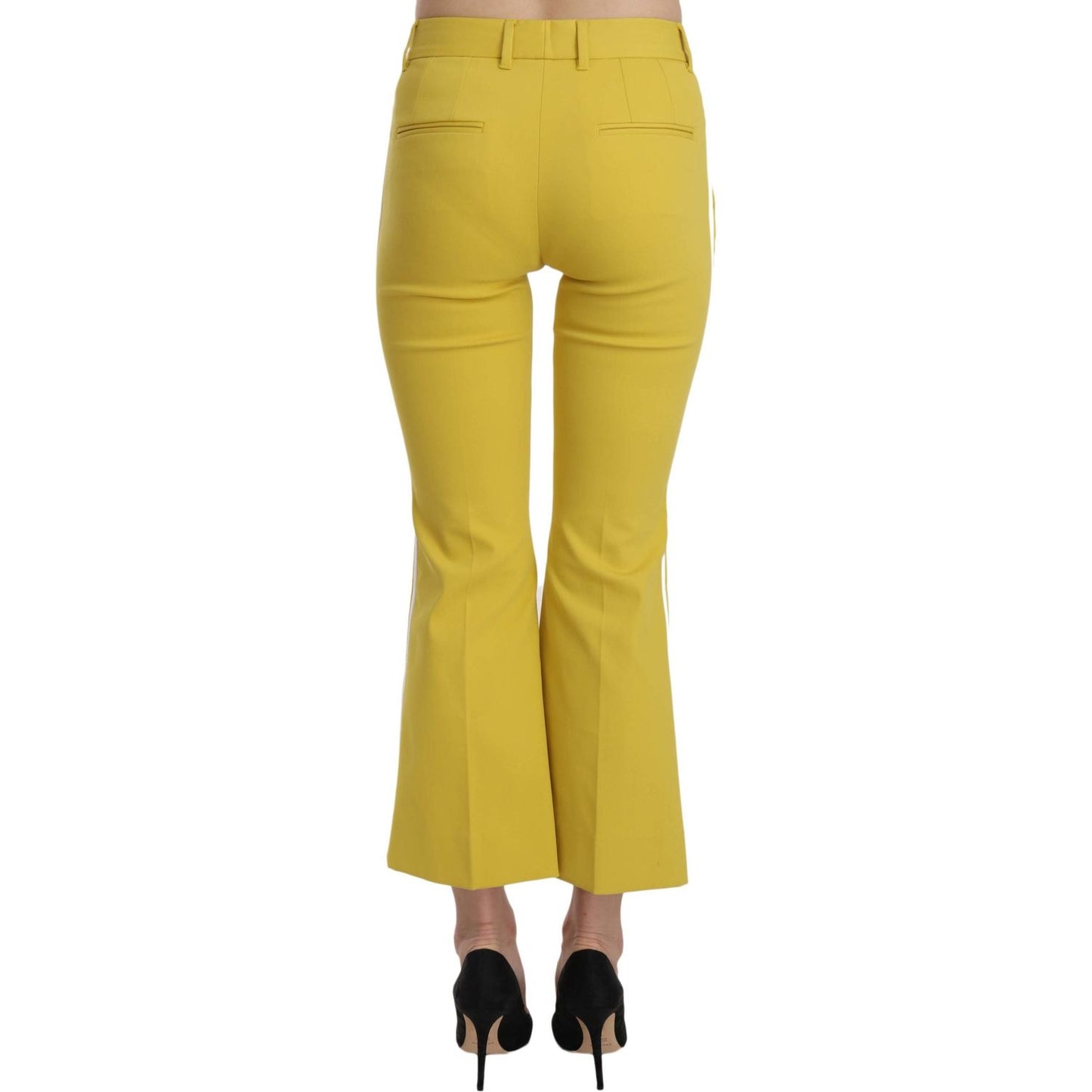 Dolce & Gabbana Chic Yellow Flare Pants for Elegant Evenings yellow-flared-bootcut-capri-cotton-pants