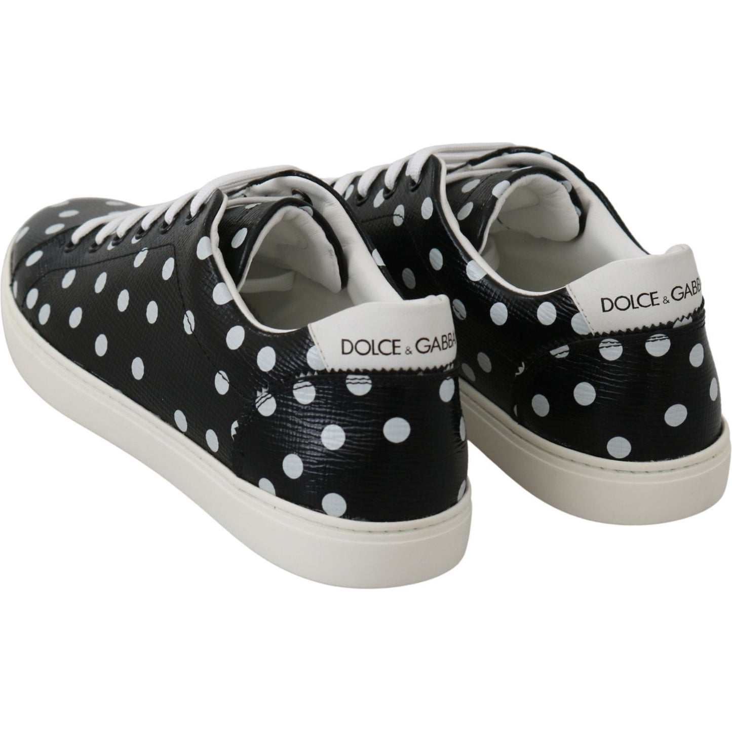 Dolce & Gabbana | Black Polka Dotted Leather Sneakers| McRichard Designer Brands   