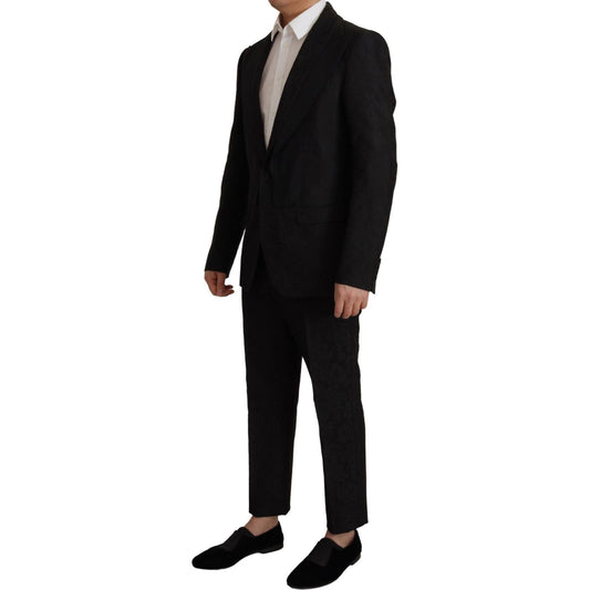 Dolce & Gabbana Elegant Black Two-Piece Martini Suit black-polyester-formal-2-piece-martini-suit