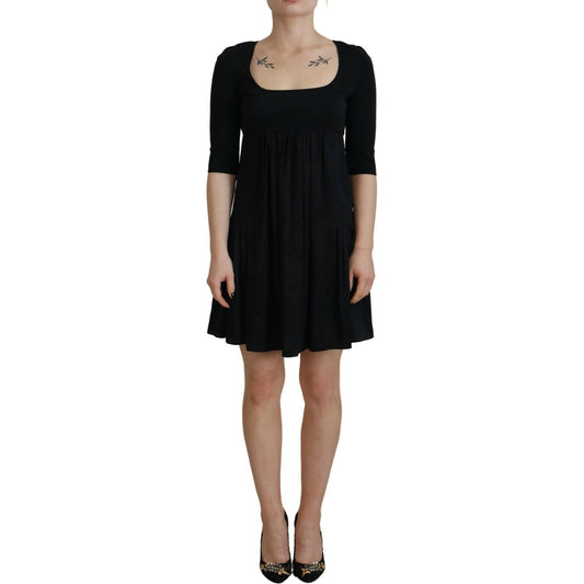 Dsquared² Black Acetate Short Sleeves A-line Sheath Dress black-acetate-short-sleeves-a-line-sheath-dress