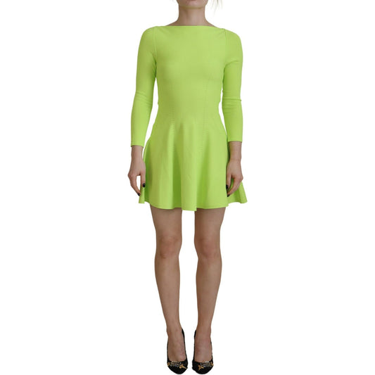 Dsquared² Green Viscose Long Sleeve A-line Sheath Mini Dress green-viscose-long-sleeve-a-line-sheath-mini-dress