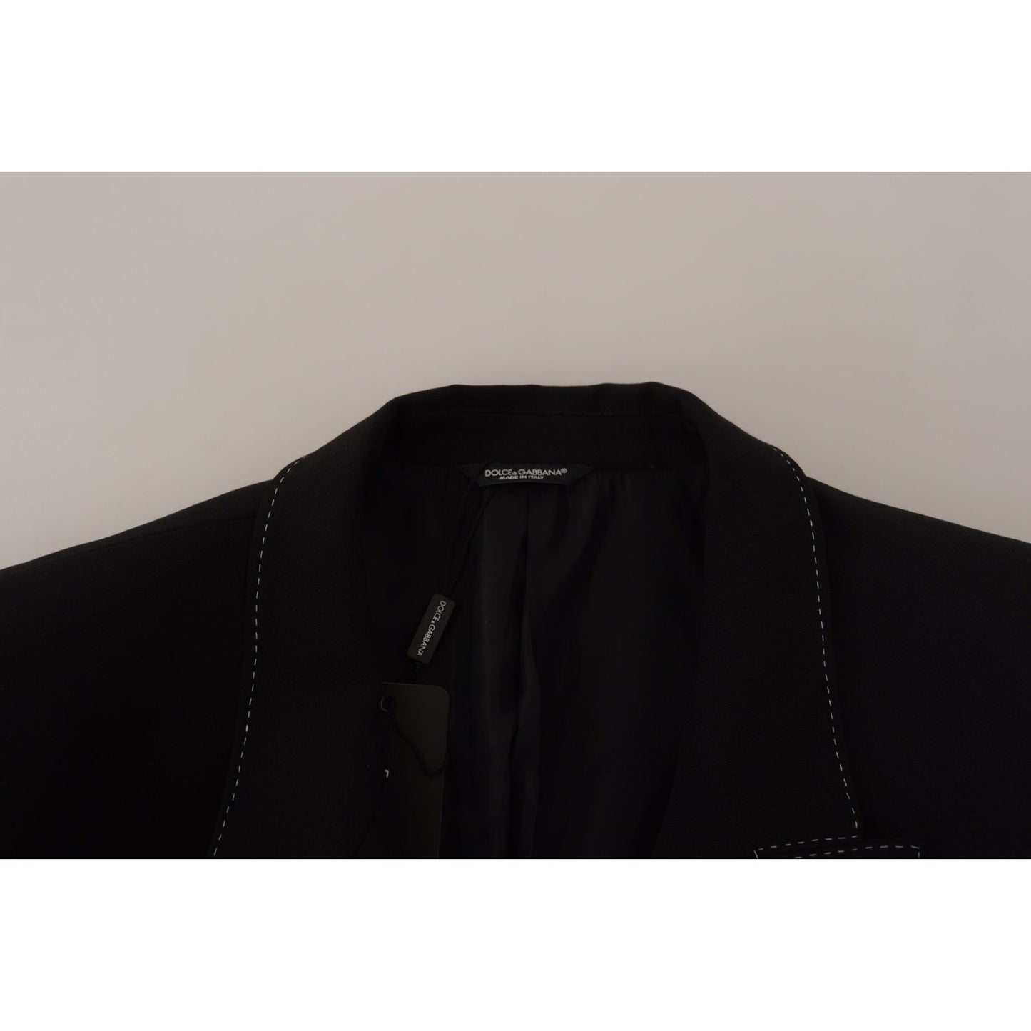 Dolce & Gabbana Elegant Double Breasted Wool Blazer black-double-breasted-coat-blazer-jacket