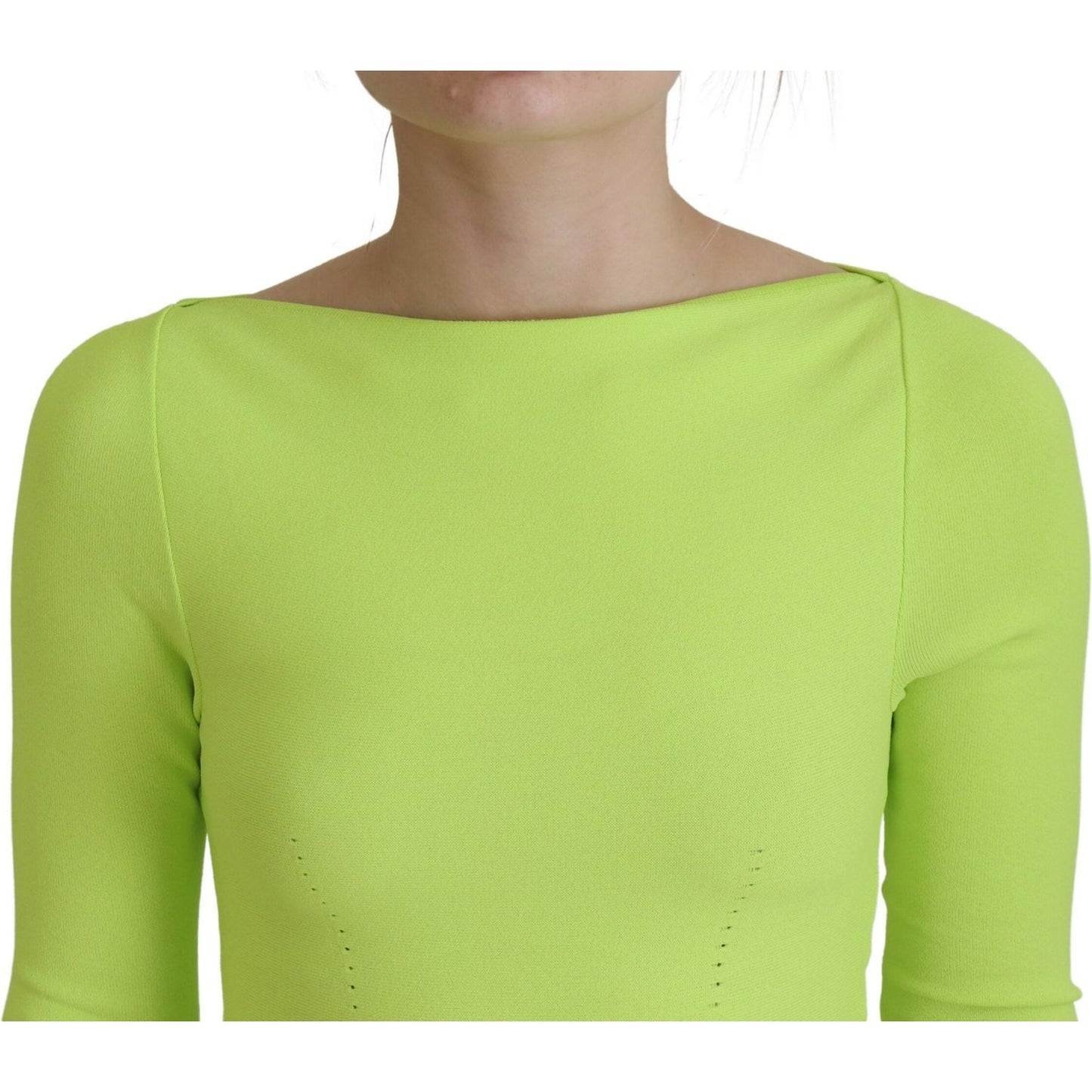Dsquared² Green Viscose Long Sleeve A-line Sheath Mini Dress green-viscose-long-sleeve-a-line-sheath-mini-dress