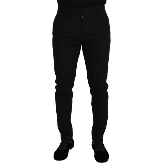 Dolce & Gabbana Elegant Black Wool-Blend Trousers black-polyester-chino-formal-pants