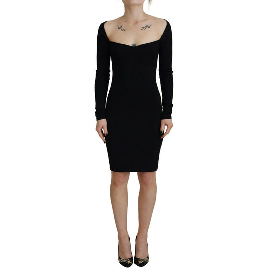 Dsquared² Black Viscose Long Sleeves Bodycon Sheath Dress black-viscose-long-sleeves-bodycon-sheath-dress