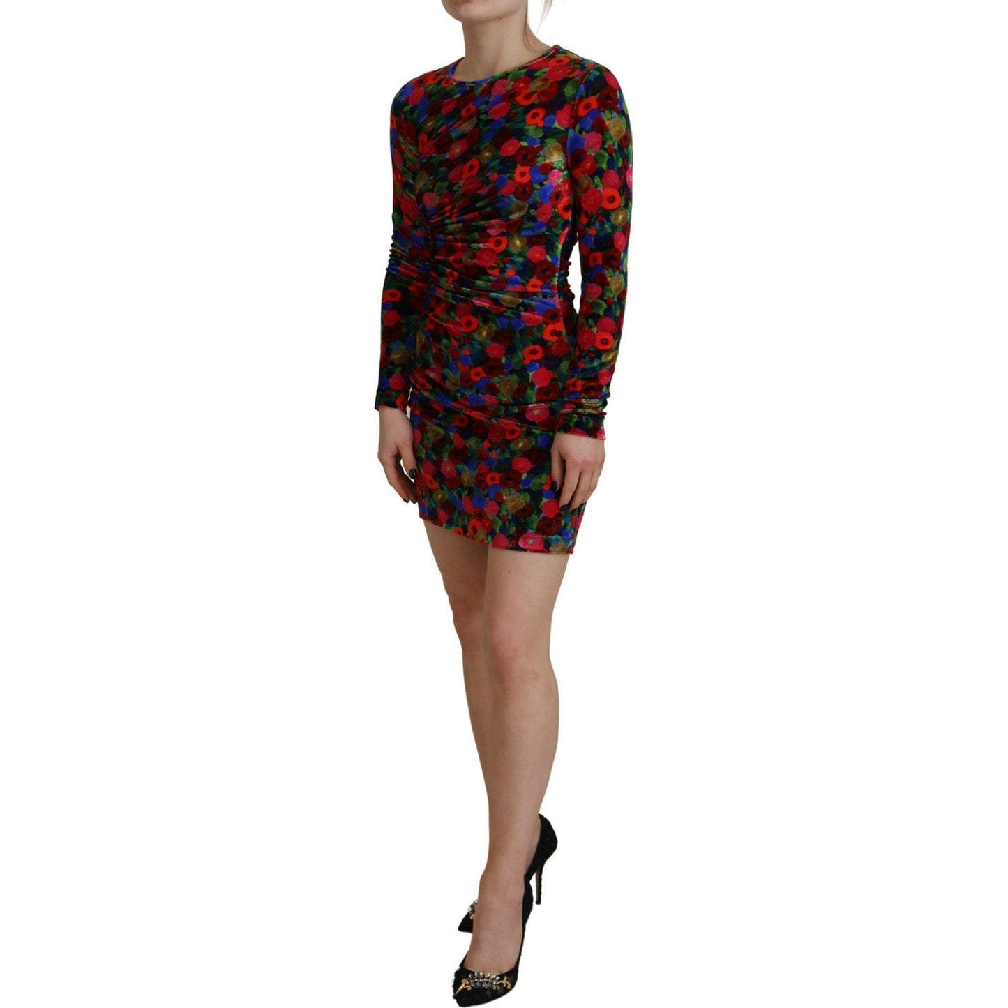 Dsquared² Multicolor Floral Bodycon Ruched Mini Dress multicolor-floral-bodycon-ruched-mini-dress