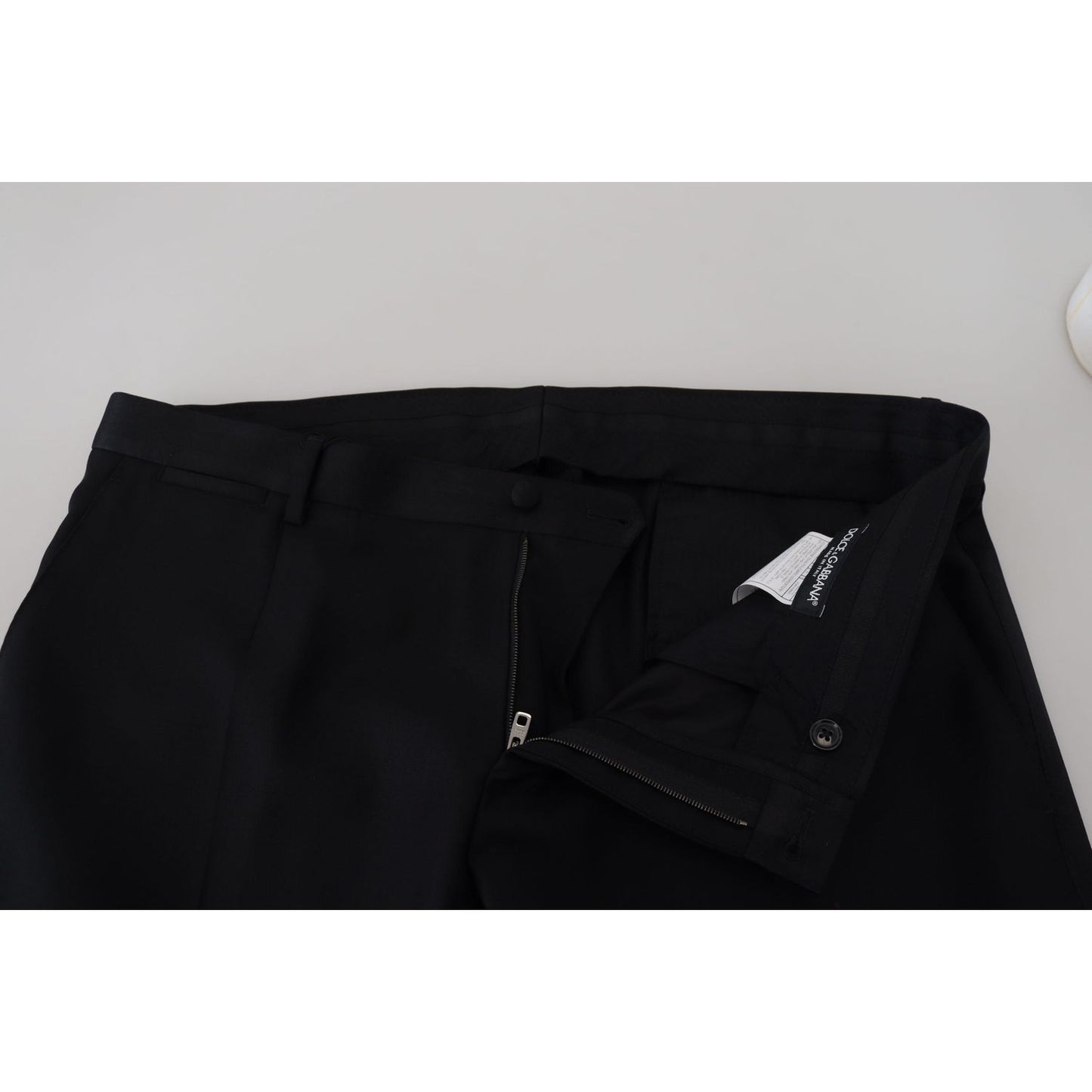 Dolce & Gabbana Elegant Black Virgin Wool Blend Trousers black-wool-chino-formal-pants