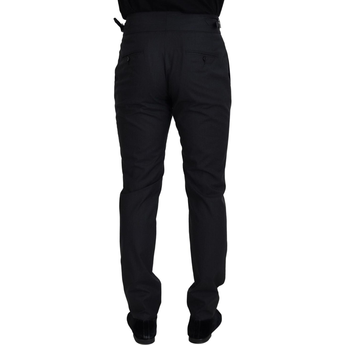 Dolce & Gabbana Elegant Dark Grey Wool Silk Pants dark-grey-solid-men-formal-pants